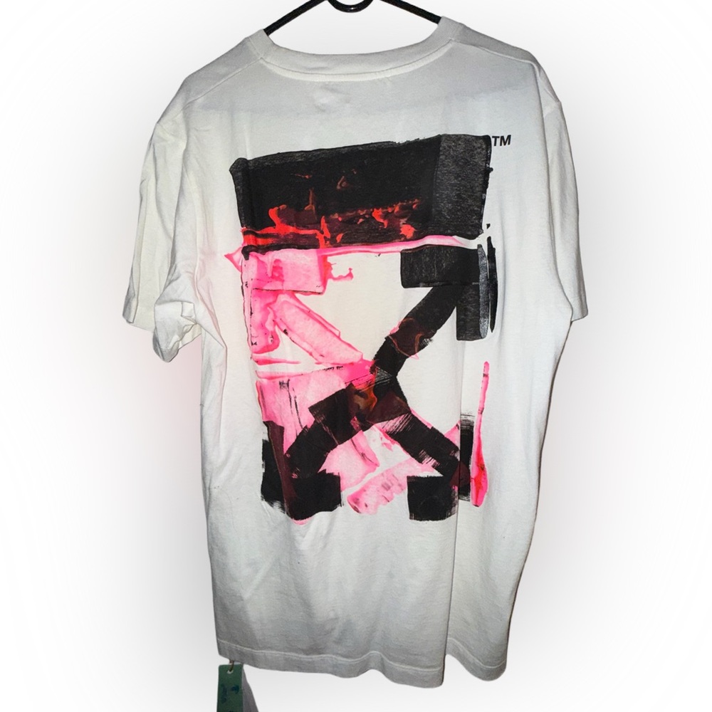 Off-White White and Pink Graphic Tee